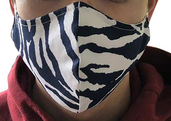 Homemade Cotton Face Mask - 1x Zebra Stripe Mask + 1x Free Random Design mask