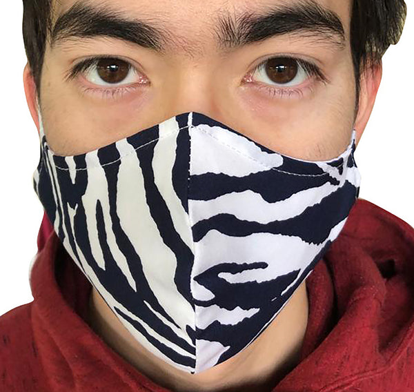 Homemade Cotton Face Mask - 1x Zebra Stripe Mask + 1x Free Random Design mask